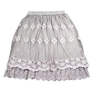 Indigo Soul Womens 2XL Beige Embroidered Skirt Overlay Layered Cottagecore Fairy